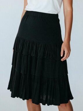 OK SAM 3-Tiered Ruffled Knit Skirt -  S/M